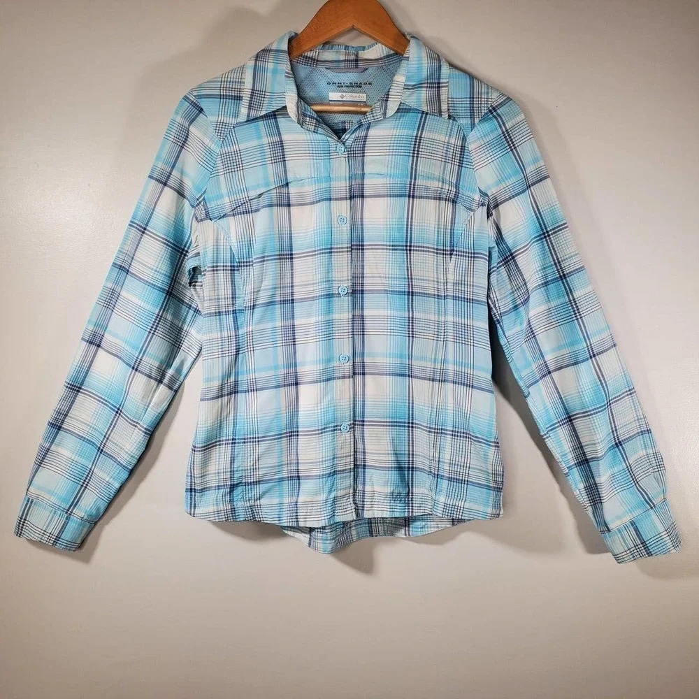 Columbia Silver Ridge Plaid Long Sleeve Shirt Blue Size Small - Picture 11 of 13